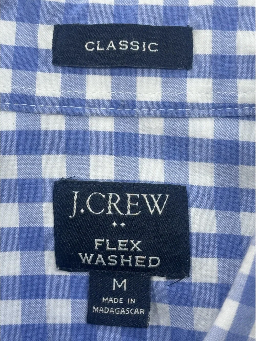J Crew Classic Flex Washed Checked Button Up Blue Mens M